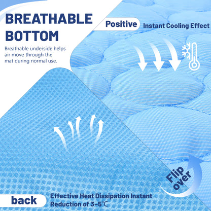 Fatato Dog Cooling Mat, 38" x 26" No Freeze Cooling Pad for Large Dogs, Breathable Washable Pet Mat for Crate, Sofa, Car and Floor
