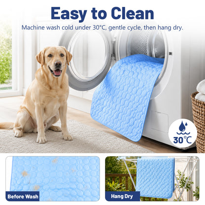 Fatato Dog Cooling Mat, 38" x 26" No Freeze Cooling Pad for Large Dogs, Breathable Washable Pet Mat for Crate, Sofa, Car and Floor
