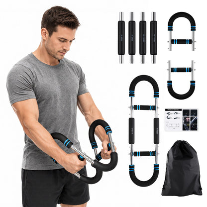 Fatato Twister Arm Trainer, Adjustable Chest and Arm Trainer with 6 Resistance Levels (30-120 lbs), Power Twister Bar with 4 Springs for Men & Women, Arm and Shoulder Training
