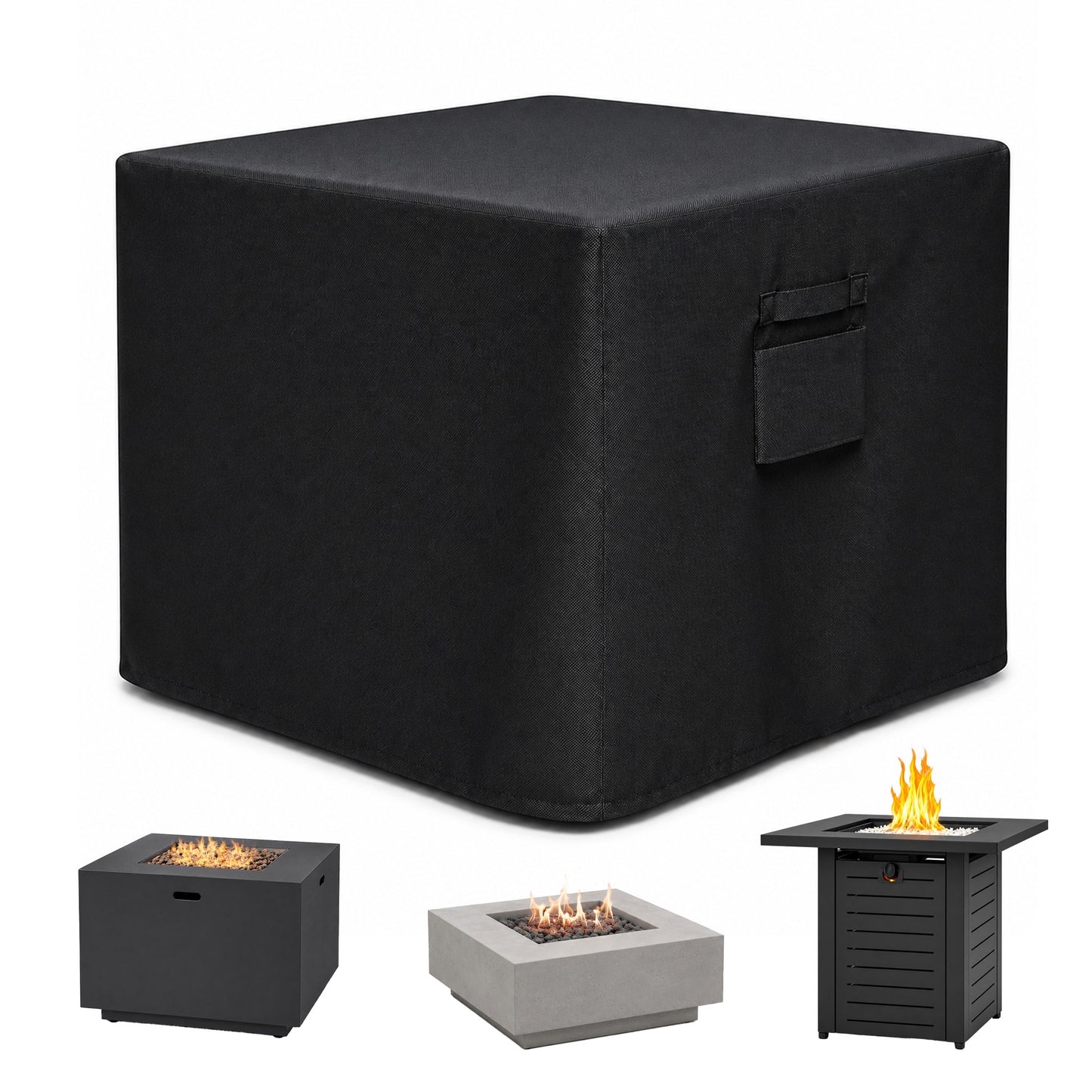 Fatato Fire Pit Cover Square Fire Pit Cover Waterproof and UV Resistant, Adjustable Drawstring, Air Vent, Handles and Storage Bag