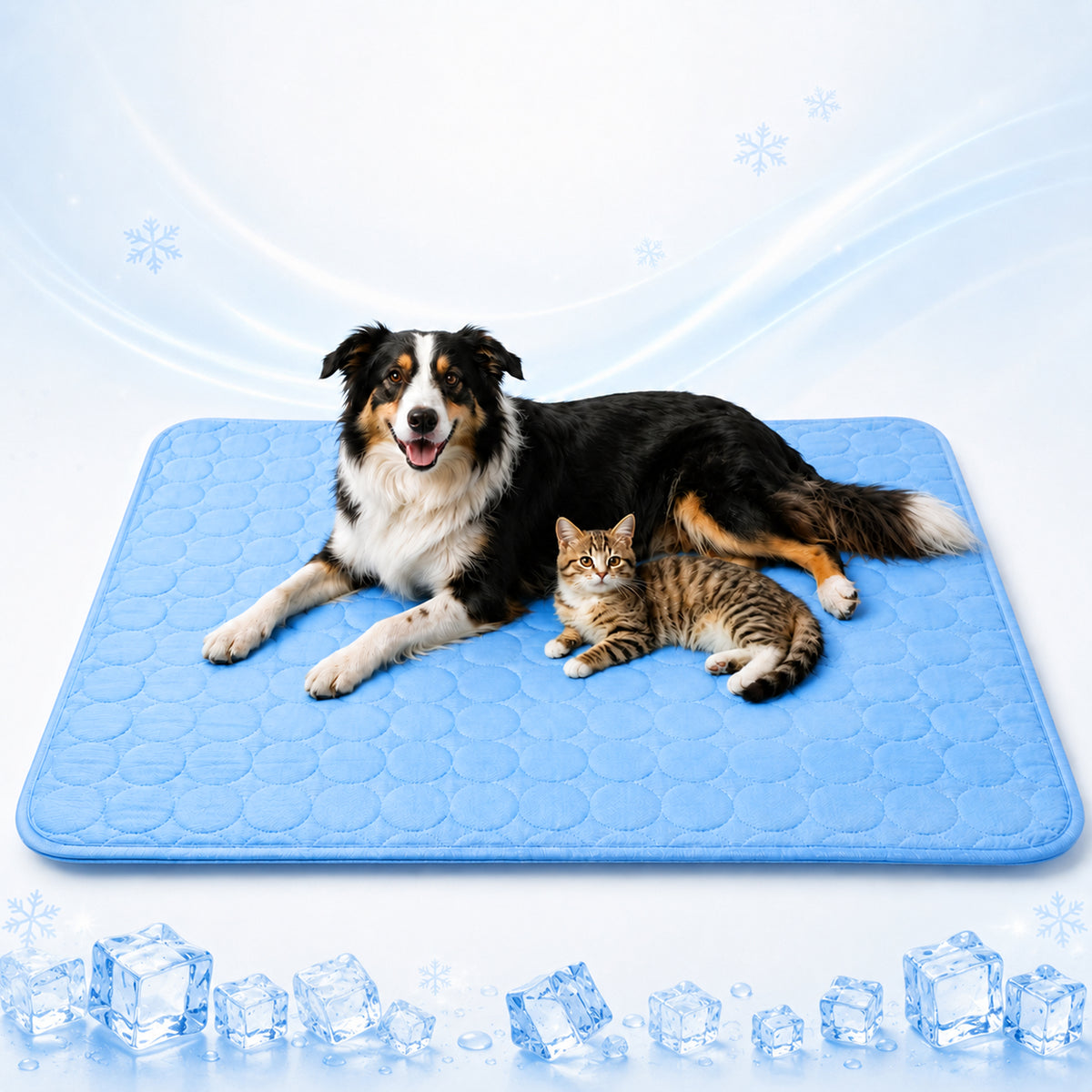 Fatato Dog Cooling Mat, 38" x 26" No Freeze Cooling Pad for Large Dogs, Breathable Washable Pet Mat for Crate, Sofa, Car and Floor