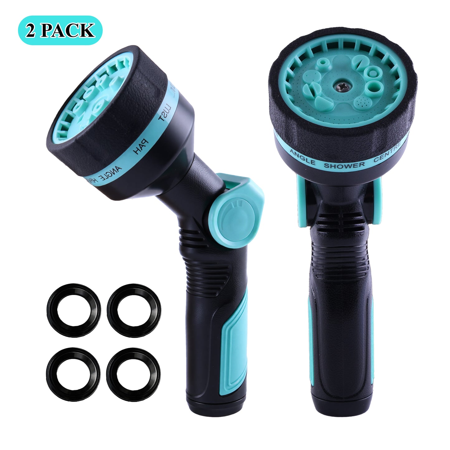Fatato Garden Hose Nozzle 2 Pack, Heavy Duty Water Hose Sprayer with High Pressure,  10 Spray Patterns for Watering Plants, Lawn Care, Car Washing