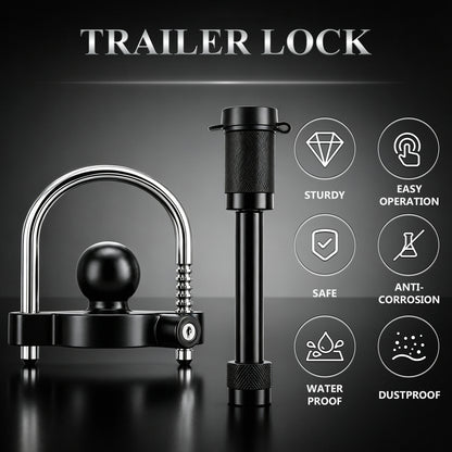 Fatato Universal Trailer Coupler Lock, Trailer Locks Ball Hitch with Trailer Hitch Receiver Lock, Adjustable Security Heavy-Duty Trailer Ball Lock Fits 1-7/8", 2", and 2-5/16" Couplers, Black