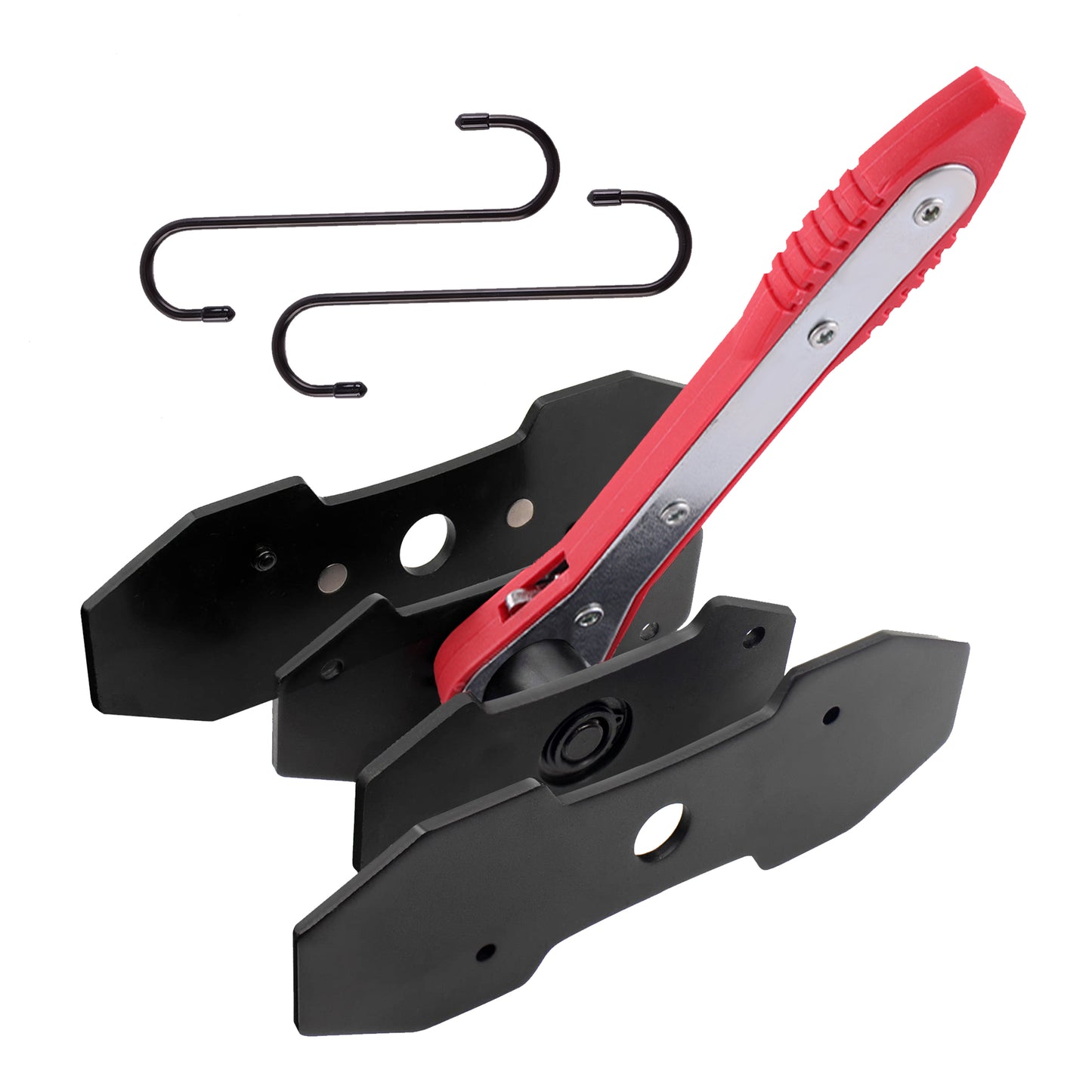 Brake Caliper Compression Tool, Ratchet Brake Caliper Piston Compressor Tool with 2 Large Steel Plates and 2 Hooks, 360 Degree Car Brake Caliper Tool for Single Twin Quad Piston and Trucks