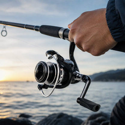 Fatato Spinning Fishing Reels, Lightweight Ultra Smooth, Aluminum Magnesium Alloy, 5.2:1 Gear Ratio, 2+1BB, Interchangeable Handle, Freshwater & Saltwater Use