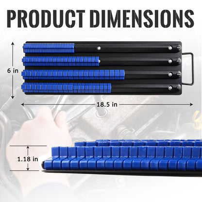 Fatato Socket Organizer, 160 Capacity Socket Rail Organizer with Metal Tray & ABS Clips, 1/4" 3/8" 1/2" Drive Socket Holder for Toolbox, Garage and Workbench Tool Storage