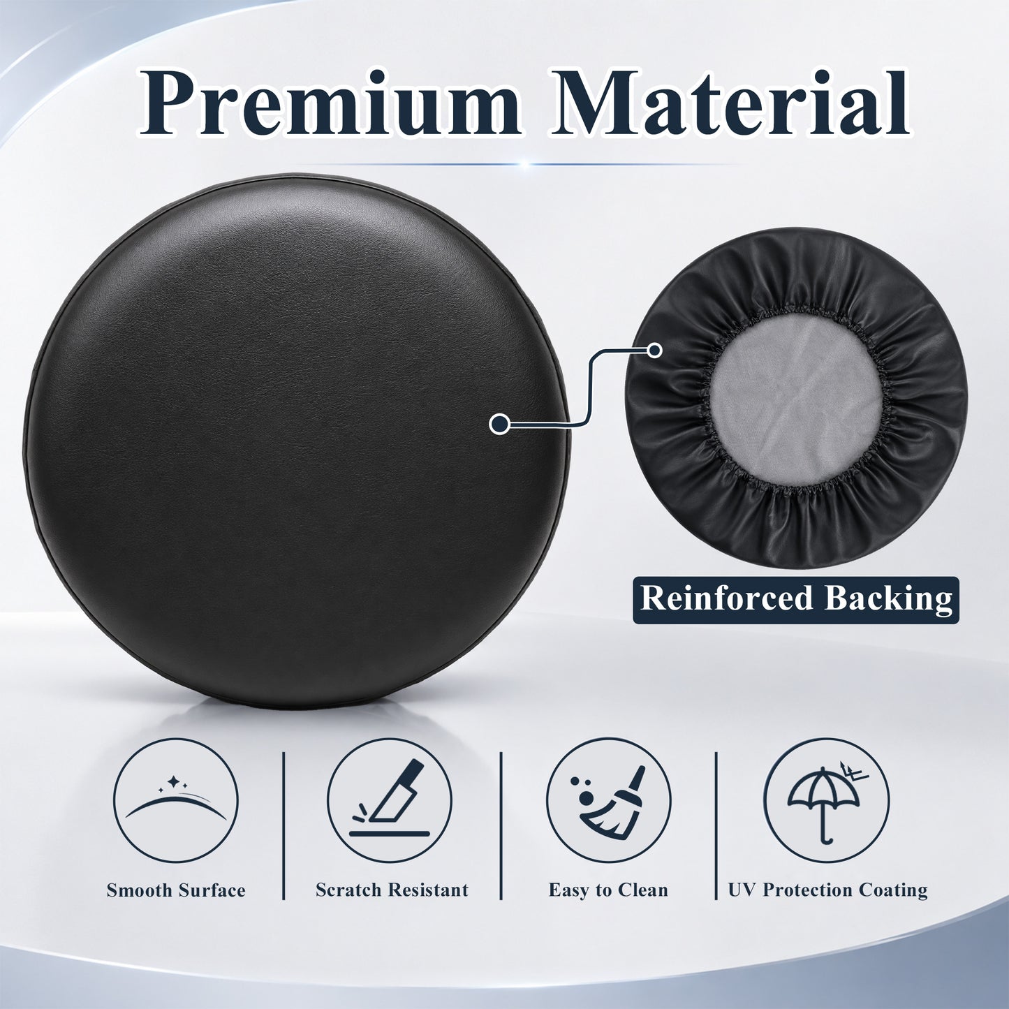 Fatato Spare Tire Cover, PVC Leather Thickening Waterproof Tire Wheel Cover with Elastic Band, Universal Fit for RV Trailer SUV Truck Camper, Tire Protector, Fits 27-29 inch Diameter, Black