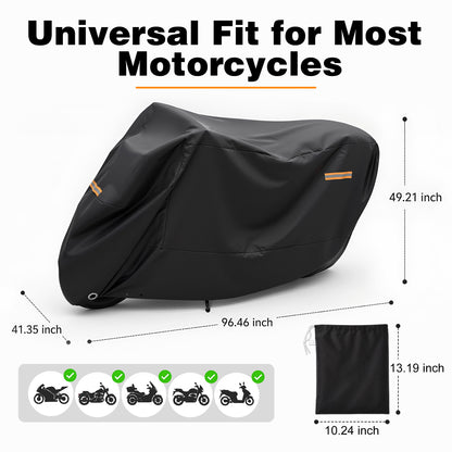 Fatato Motorcycle Cover Waterproof Outdoor, 210D Oxford Cloth Silver Coated Universal Motorcycle Cover