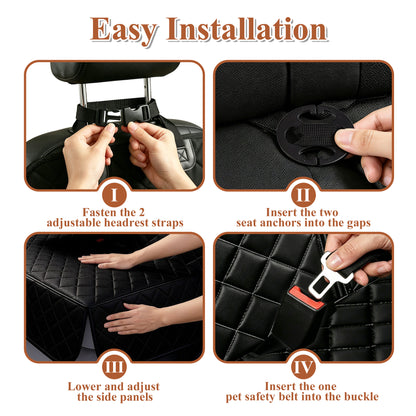 Fatato Dog Car Seat Cover for Back Seat, Waterproof Pet Bench Seat Cover Protector, Non-Slip Dog Seat Cover with Side Flaps for Cars, Trucks & SUVs, Soft Scratchproof Pet Seat Liner, Black