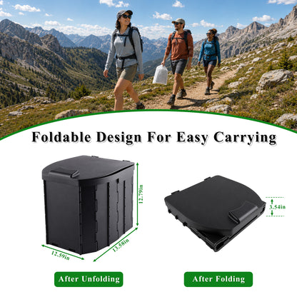 Fatato Portable Camping Toilet for Adults, Foldable Travel Toilet with Lid and Removable Paper Holder, Lightweight Portable Potty for Camping, RV, Hiking, Car, Tent, Beach, Travel