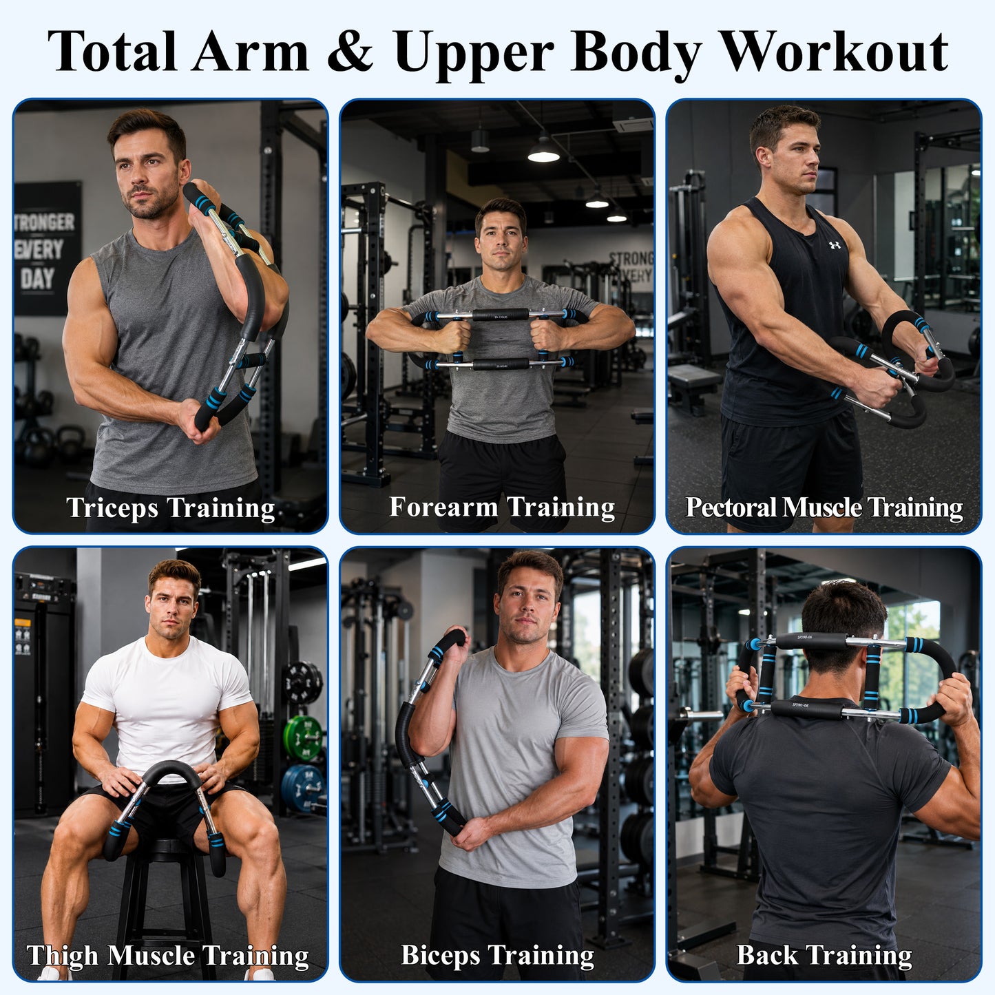 Fatato Twister Arm Trainer, Adjustable Chest and Arm Trainer with 6 Resistance Levels (30-120 lbs), Power Twister Bar with 4 Springs for Men & Women, Arm and Shoulder Training