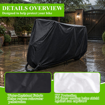 Fatato Bike Cover, 190D Polyester Bike Cover Waterproof Outdoor with Storage Bag for Mountain Road Bike/Ebik, Black XL Size for 1 Bike