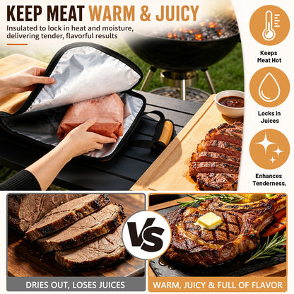 BBQ Blanket for Resting Meat, Grill Bag for Brisket, Heat Resistant Smoker Accessories, Insulated Meat Resting Bag for BBQ