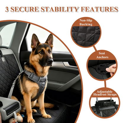 Fatato Dog Car Seat Cover for Back Seat, Waterproof Pet Bench Seat Cover Protector, Non-Slip Dog Seat Cover with Side Flaps for Cars, Trucks & SUVs, Soft Scratchproof Pet Seat Liner, Black