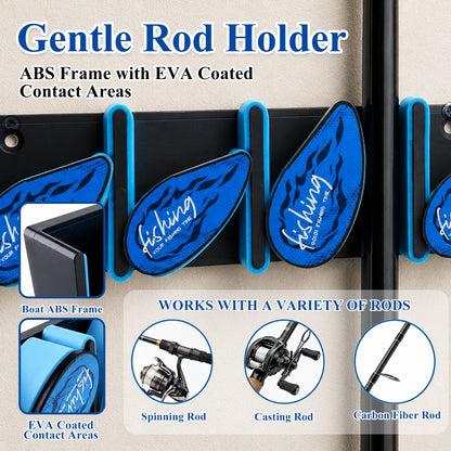 Fatato Fishing Rod Holder, Space Saving Vertical Wall Mounted Rack for 9 Rods and Combos, Fishing Pole Storage Organizer for Garage, Boat, Shed & RV
