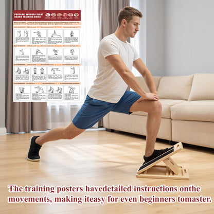 Fatato Wooden Slant Board for Calf Stretching, 5 Angle Adjustable Calf Stretcher Board, Portable Incline Board for Squats, Knees Ankle Heel Feet Leg Exercise at Home/Gym