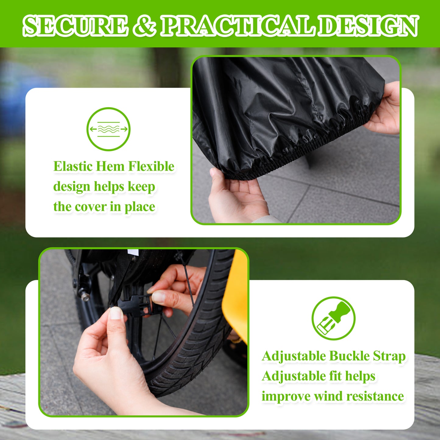 Fatato Bike Cover, 190D Polyester Bike Cover Waterproof Outdoor with Storage Bag for Mountain Road Bike/Ebik, Black XL Size for 1 Bike