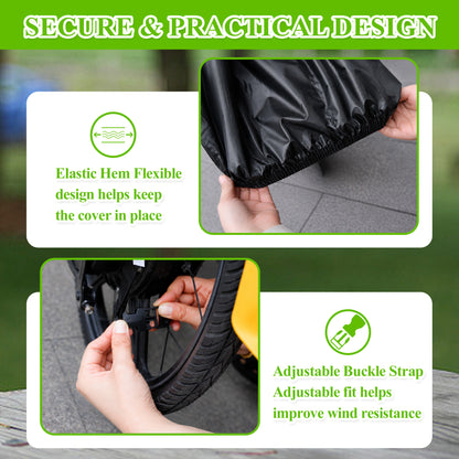 Fatato Bike Cover, 190D Polyester Bike Cover Waterproof Outdoor with Storage Bag for Mountain Road Bike/Ebik, Black XL Size for 1 Bike
