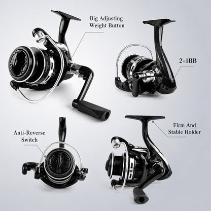 Fatato Spinning Fishing Reels, Lightweight Ultra Smooth, Aluminum Magnesium Alloy, 5.2:1 Gear Ratio, 2+1BB, Interchangeable Handle, Freshwater & Saltwater Use