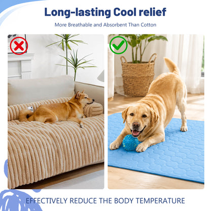 Fatato Dog Cooling Mat, 38" x 26" No Freeze Cooling Pad for Large Dogs, Breathable Washable Pet Mat for Crate, Sofa, Car and Floor