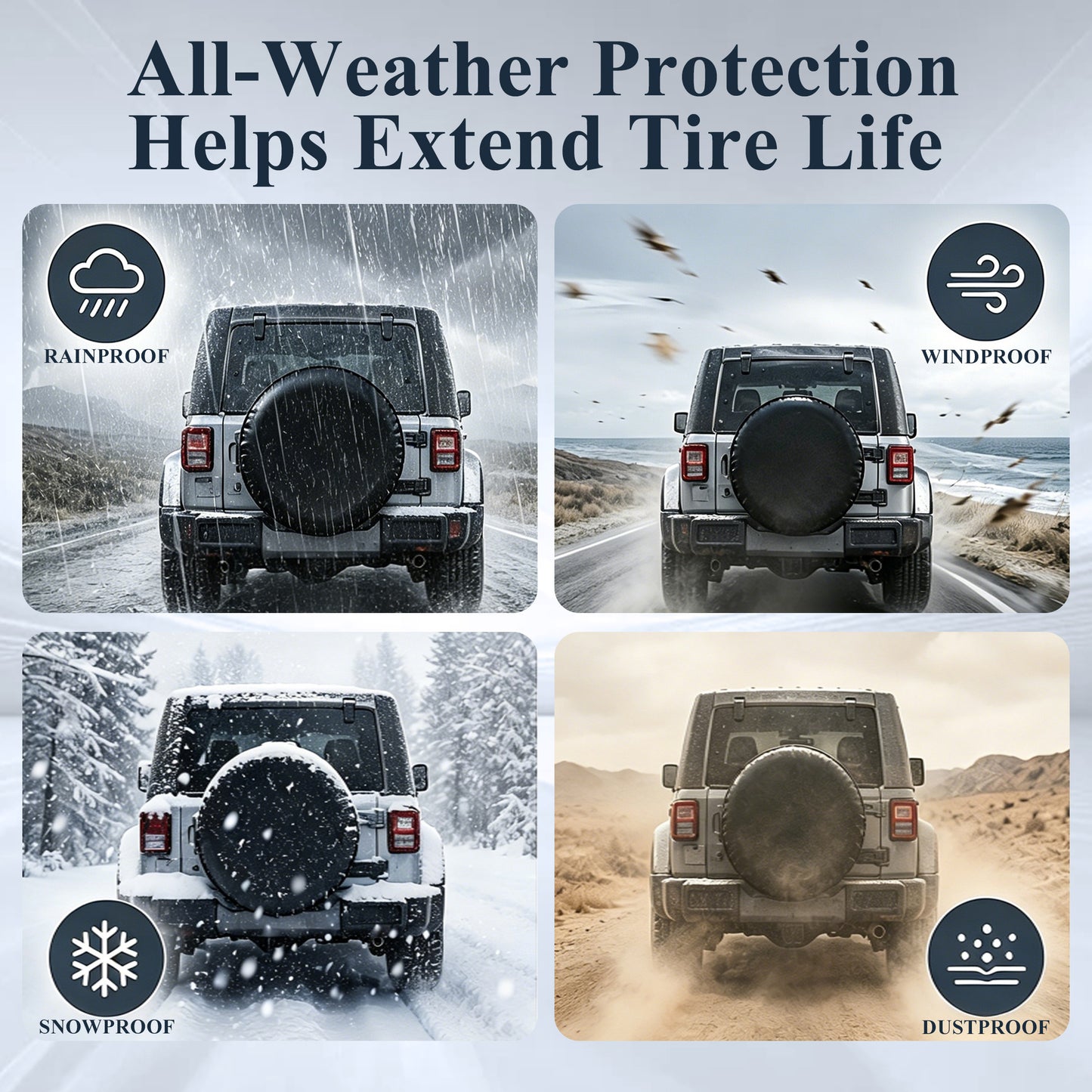 Fatato Spare Tire Cover, PVC Leather Thickening Waterproof Tire Wheel Cover with Elastic Band, Universal Fit for RV Trailer SUV Truck Camper, Tire Protector, Fits 27-29 inch Diameter, Black