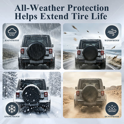 Fatato Spare Tire Cover, PVC Leather Thickening Waterproof Tire Wheel Cover with Elastic Band, Universal Fit for RV Trailer SUV Truck Camper, Tire Protector, Fits 27-29 inch Diameter, Black