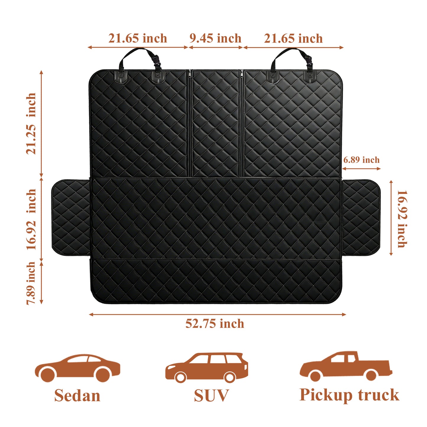 Fatato Dog Car Seat Cover for Back Seat, Waterproof Pet Bench Seat Cover Protector, Non-Slip Dog Seat Cover with Side Flaps for Cars, Trucks & SUVs, Soft Scratchproof Pet Seat Liner, Black