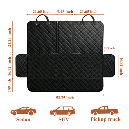 Fatato Dog Car Seat Cover for Back Seat, Waterproof Pet Bench Seat Cover Protector, Non-Slip Dog Seat Cover with Side Flaps for Cars, Trucks & SUVs, Soft Scratchproof Pet Seat Liner, Black