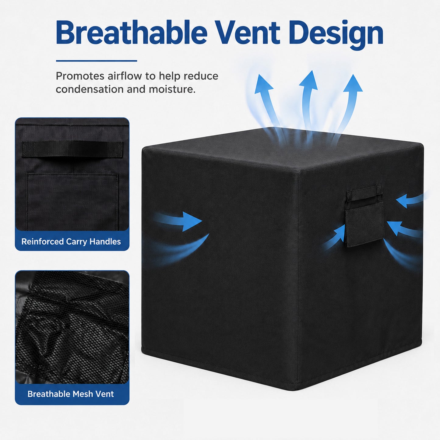 Fatato Fire Pit Cover Square Fire Pit Cover Waterproof and UV Resistant, Adjustable Drawstring, Air Vent, Handles and Storage Bag