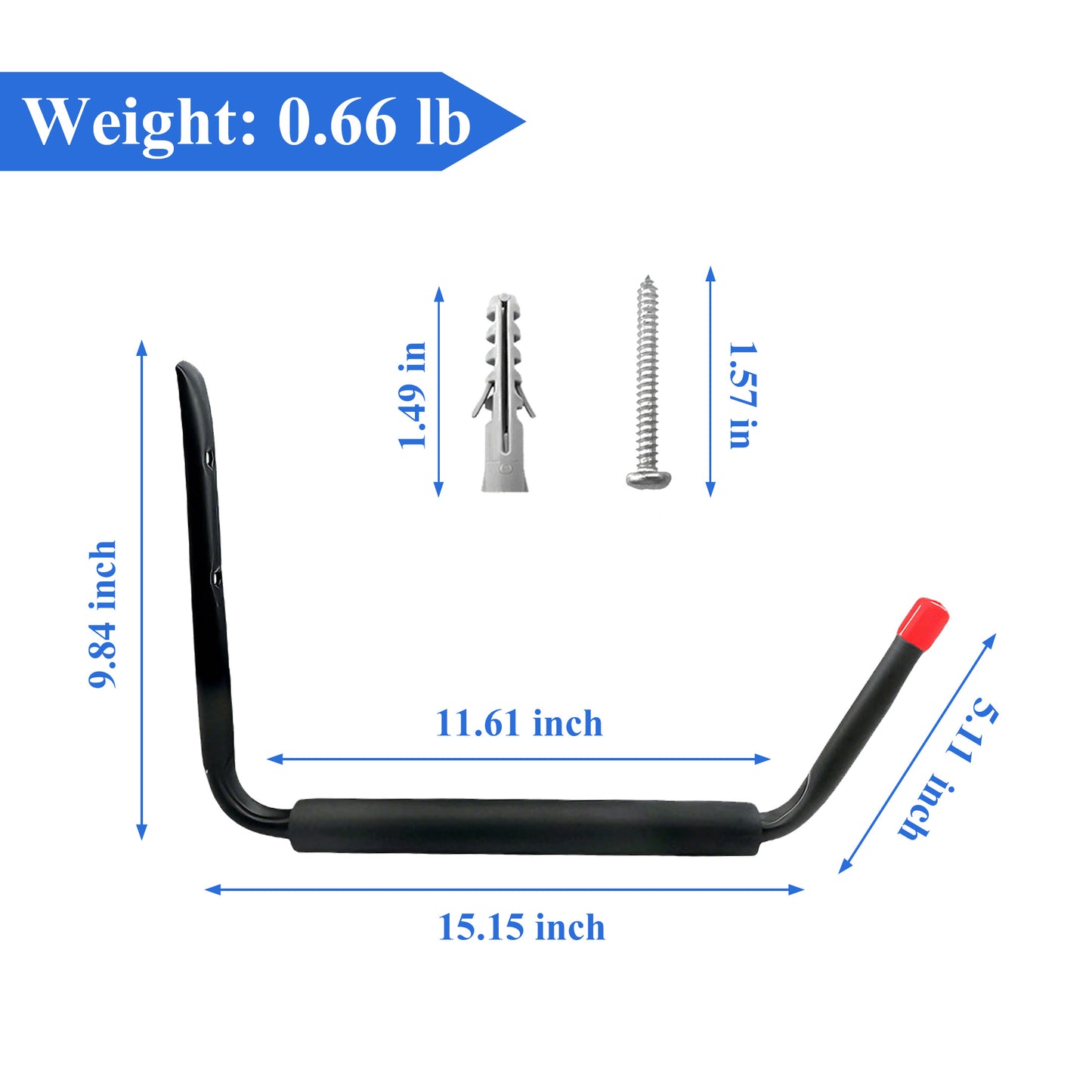 Fatato Heavy Duty Kayak Storage Rack, 100 Lbs 15" Kayak Wall Mount Garage Storage Hooks, 4 -Piece Kayak Rack for Garage for Kayak, Canoe, Paddle Board, Surfboard, Ladder and Bike