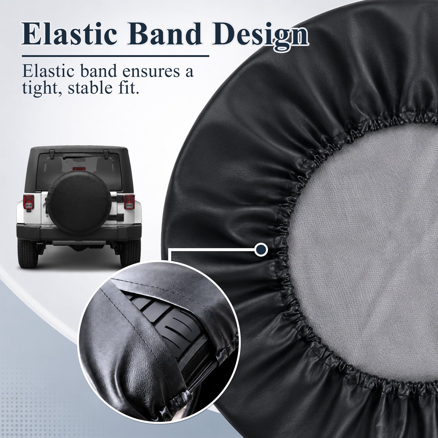 Fatato Spare Tire Cover, PVC Leather Thickening Waterproof Tire Wheel Cover with Elastic Band, Universal Fit for RV Trailer SUV Truck Camper, Tire Protector, Fits 27-29 inch Diameter, Black