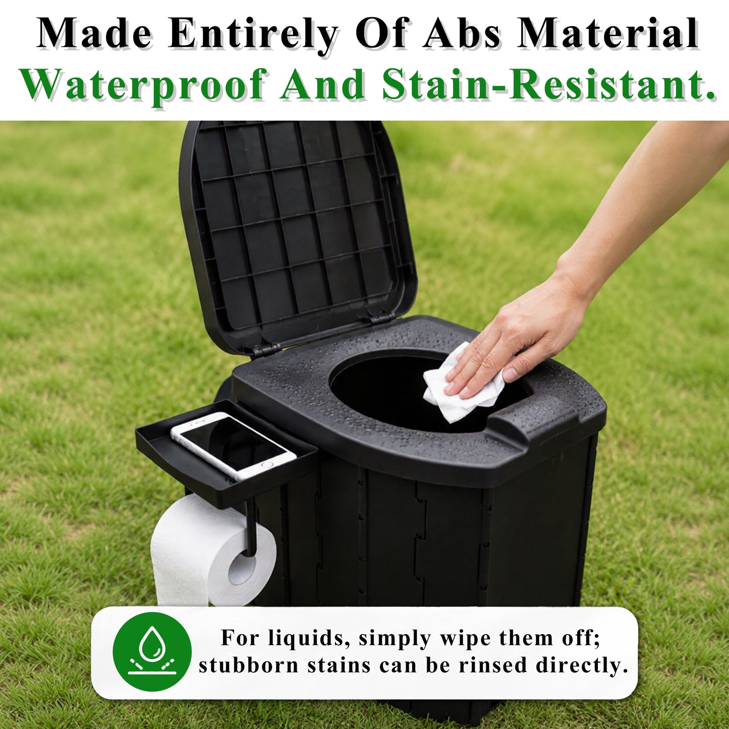 Fatato Portable Camping Toilet for Adults, Foldable Travel Toilet with Lid and Removable Paper Holder, Lightweight Portable Potty for Camping, RV, Hiking, Car, Tent, Beach, Travel