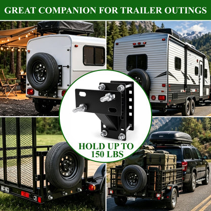 Fatato Spare Tire Mount for Utility Boat Trailer, Spare Tire Carrier Bracket Fits 4 & 5 & 6 Lugs Trailer Wheels on 4", 4.5", 4.75", 5" and 5.5" Bolt Patterns, Heavy Duty Holder up to 150 lbs