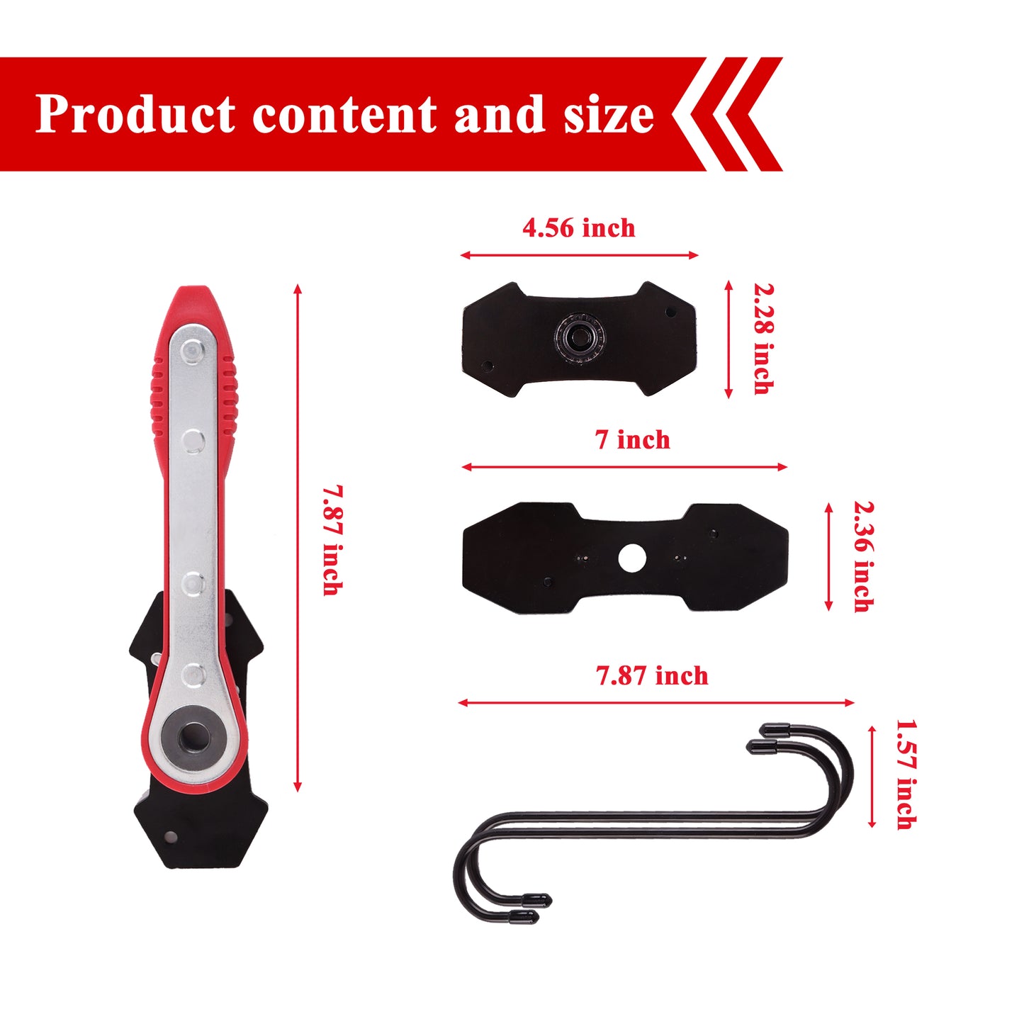 Brake Caliper Compression Tool, Ratchet Brake Caliper Piston Compressor Tool with 2 Large Steel Plates and 2 Hooks, 360 Degree Car Brake Caliper Tool for Single Twin Quad Piston and Trucks