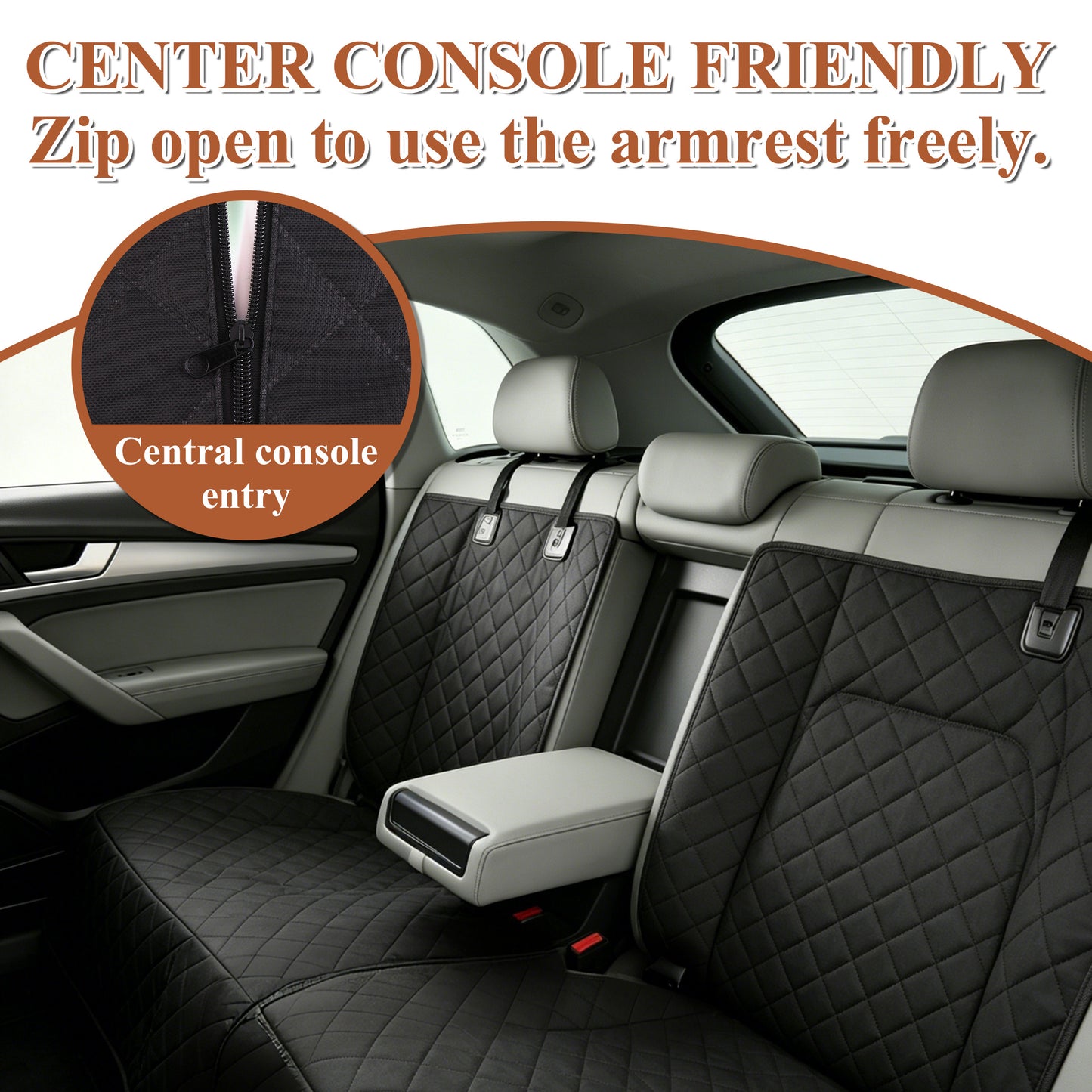 Fatato Dog Car Seat Cover for Back Seat, Waterproof Pet Bench Seat Cover Protector, Non-Slip Dog Seat Cover with Side Flaps for Cars, Trucks & SUVs, Soft Scratchproof Pet Seat Liner, Black
