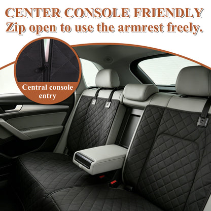 Fatato Dog Car Seat Cover for Back Seat, Waterproof Pet Bench Seat Cover Protector, Non-Slip Dog Seat Cover with Side Flaps for Cars, Trucks & SUVs, Soft Scratchproof Pet Seat Liner, Black