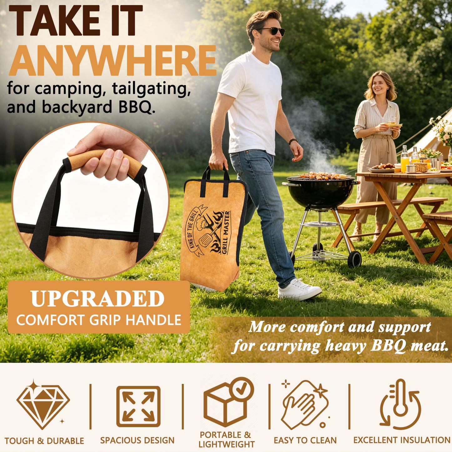 BBQ Blanket for Resting Meat, Grill Bag for Brisket, Heat Resistant Smoker Accessories, Insulated Meat Resting Bag for BBQ