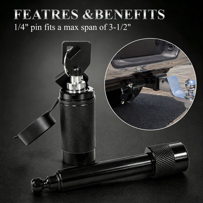 Fatato Universal Trailer Coupler Lock, Trailer Locks Ball Hitch with Trailer Hitch Receiver Lock, Adjustable Security Heavy-Duty Trailer Ball Lock Fits 1-7/8", 2", and 2-5/16" Couplers, Black