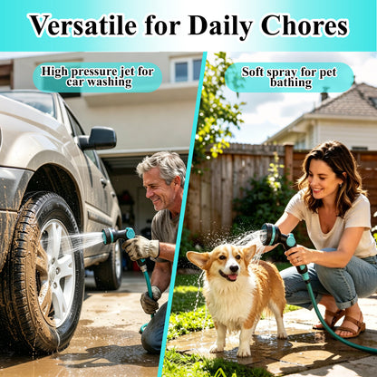 Fatato Garden Hose Nozzle 2 Pack, Heavy Duty Water Hose Sprayer with High Pressure,  10 Spray Patterns for Watering Plants, Lawn Care, Car Washing