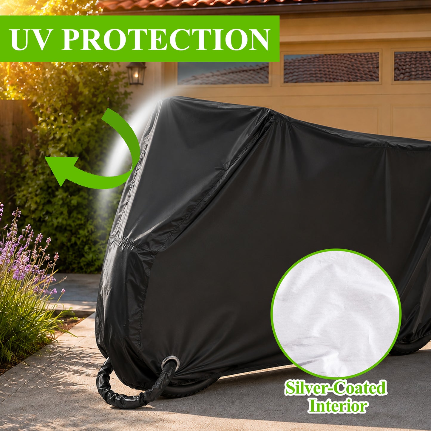 Fatato Bike Cover, 190D Polyester Bike Cover Waterproof Outdoor with Storage Bag for Mountain Road Bike/Ebik, Black XL Size for 1 Bike