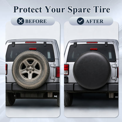Fatato Spare Tire Cover, PVC Leather Thickening Waterproof Tire Wheel Cover with Elastic Band, Universal Fit for RV Trailer SUV Truck Camper, Tire Protector, Fits 27-29 inch Diameter, Black