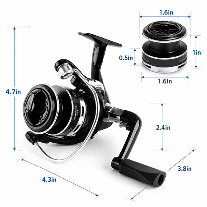 Fatato Spinning Fishing Reels, Lightweight Ultra Smooth, Aluminum Magnesium Alloy, 5.2:1 Gear Ratio, 2+1BB, Interchangeable Handle, Freshwater & Saltwater Use