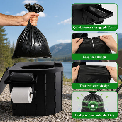 Fatato Portable Camping Toilet for Adults, Foldable Travel Toilet with Lid and Removable Paper Holder, Lightweight Portable Potty for Camping, RV, Hiking, Car, Tent, Beach, Travel