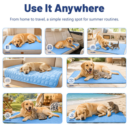 Fatato Dog Cooling Mat, 38" x 26" No Freeze Cooling Pad for Large Dogs, Breathable Washable Pet Mat for Crate, Sofa, Car and Floor
