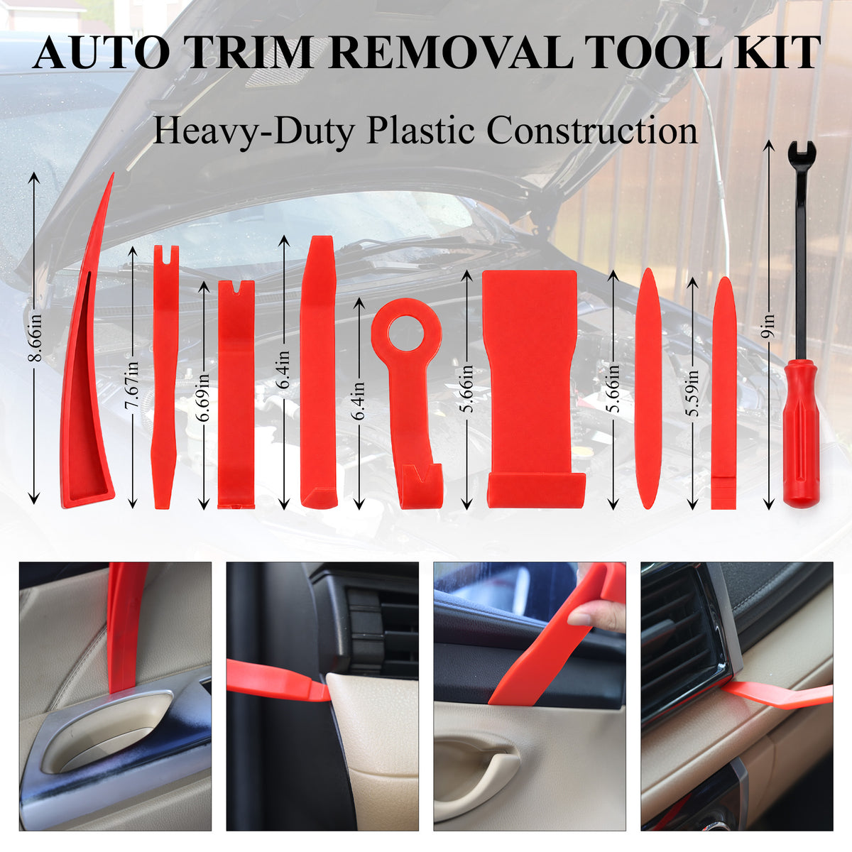 Fatato Portable Car Repair Tool Kit, 22-Piece Foldable Long Handle Carbon Steel Hooks, Wrenches, and Accessories for Daily Vehicle Maintenance