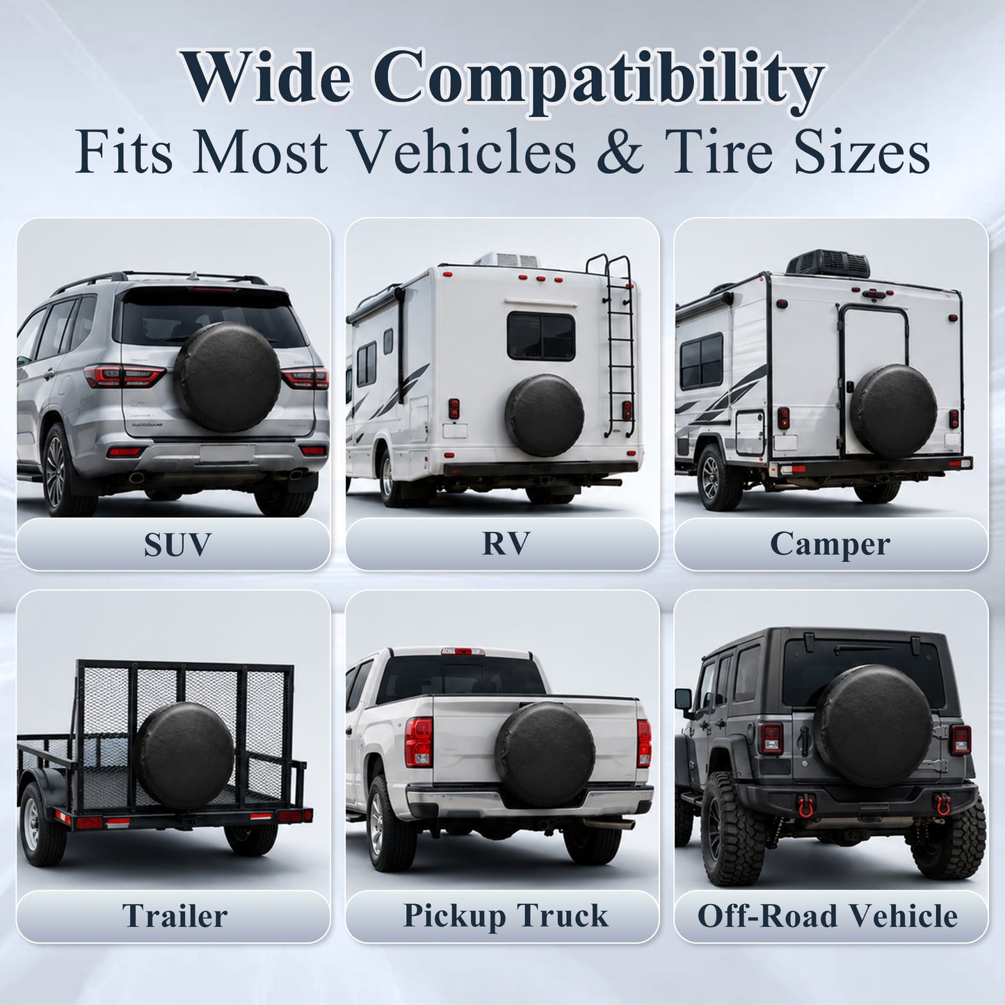 Fatato Spare Tire Cover, PVC Leather Thickening Waterproof Tire Wheel Cover with Elastic Band, Universal Fit for RV Trailer SUV Truck Camper, Tire Protector, Fits 27-29 inch Diameter, Black