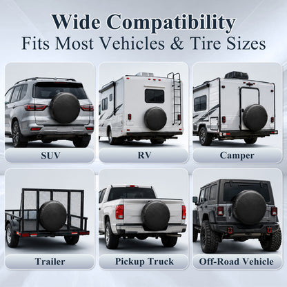 Fatato Spare Tire Cover, PVC Leather Thickening Waterproof Tire Wheel Cover with Elastic Band, Universal Fit for RV Trailer SUV Truck Camper, Tire Protector, Fits 27-29 inch Diameter, Black