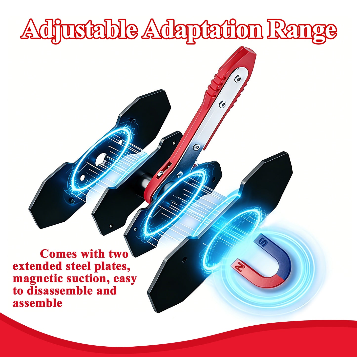 Brake Caliper Compression Tool, Ratchet Brake Caliper Piston Compressor Tool with 2 Large Steel Plates and 2 Hooks, 360 Degree Car Brake Caliper Tool for Single Twin Quad Piston and Trucks