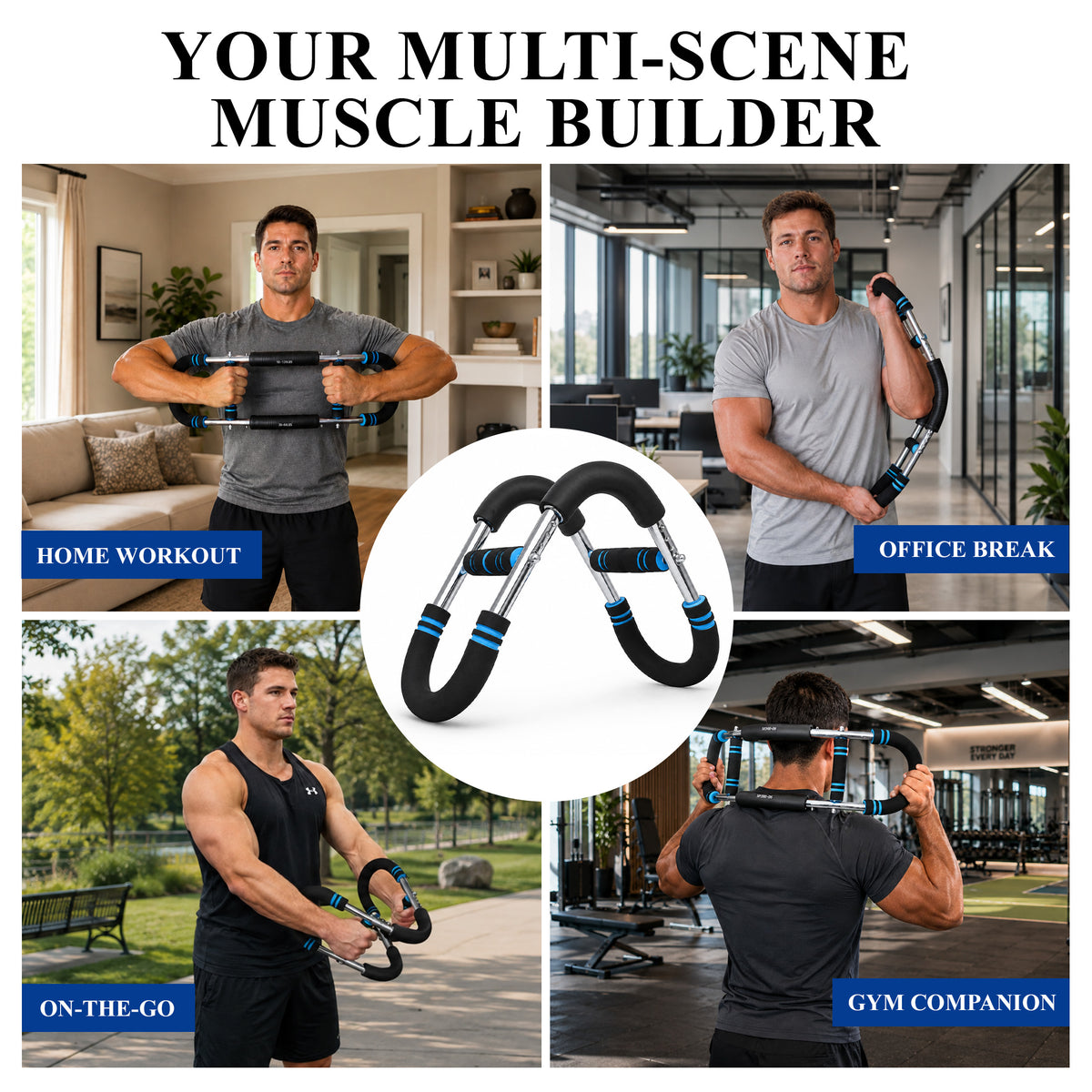 Fatato Twister Arm Trainer, Adjustable Chest and Arm Trainer with 6 Resistance Levels (30-120 lbs), Power Twister Bar with 4 Springs for Men & Women, Arm and Shoulder Training