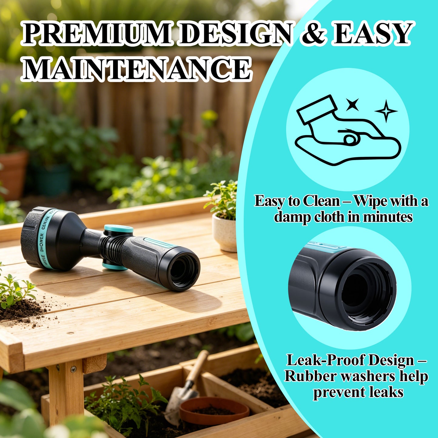 Fatato Garden Hose Nozzle 2 Pack, Heavy Duty Water Hose Sprayer with High Pressure,  10 Spray Patterns for Watering Plants, Lawn Care, Car Washing